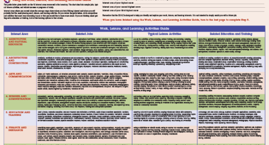 Page from the Career Exploration Inventory EZ