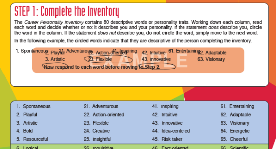 Step one of the Career Personality Inventory