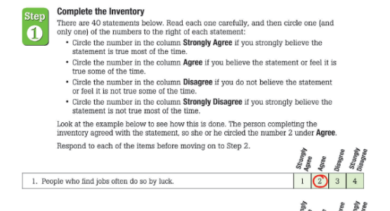Step one of the Job Search Attitude Inventory