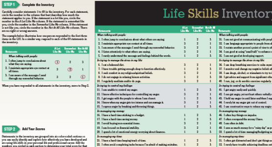 Steps one and two from the Life Skills Inventory