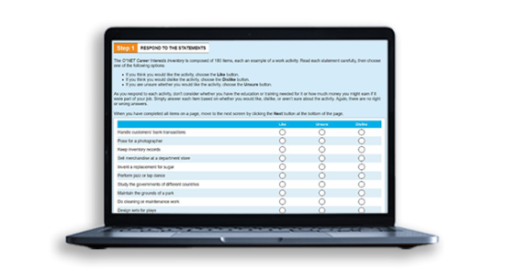 Digital Version of the O*NET Career Interests Inventory