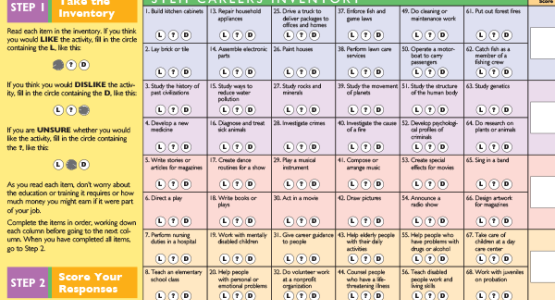 Step one of the STEM Careers Inventory