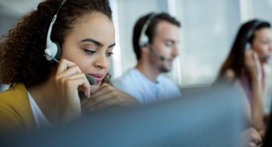 Woman working in a call center