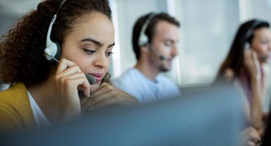 Woman working in a call center